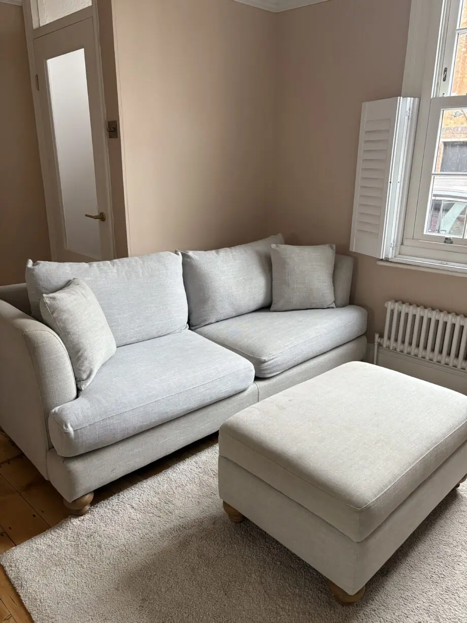Made.com Grey 3 person sofa and footstool