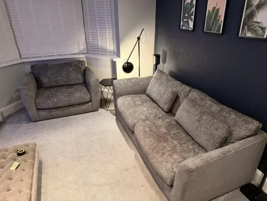 Dunelm Esther, Grey Chenille, 3 seater sofa & cuddler