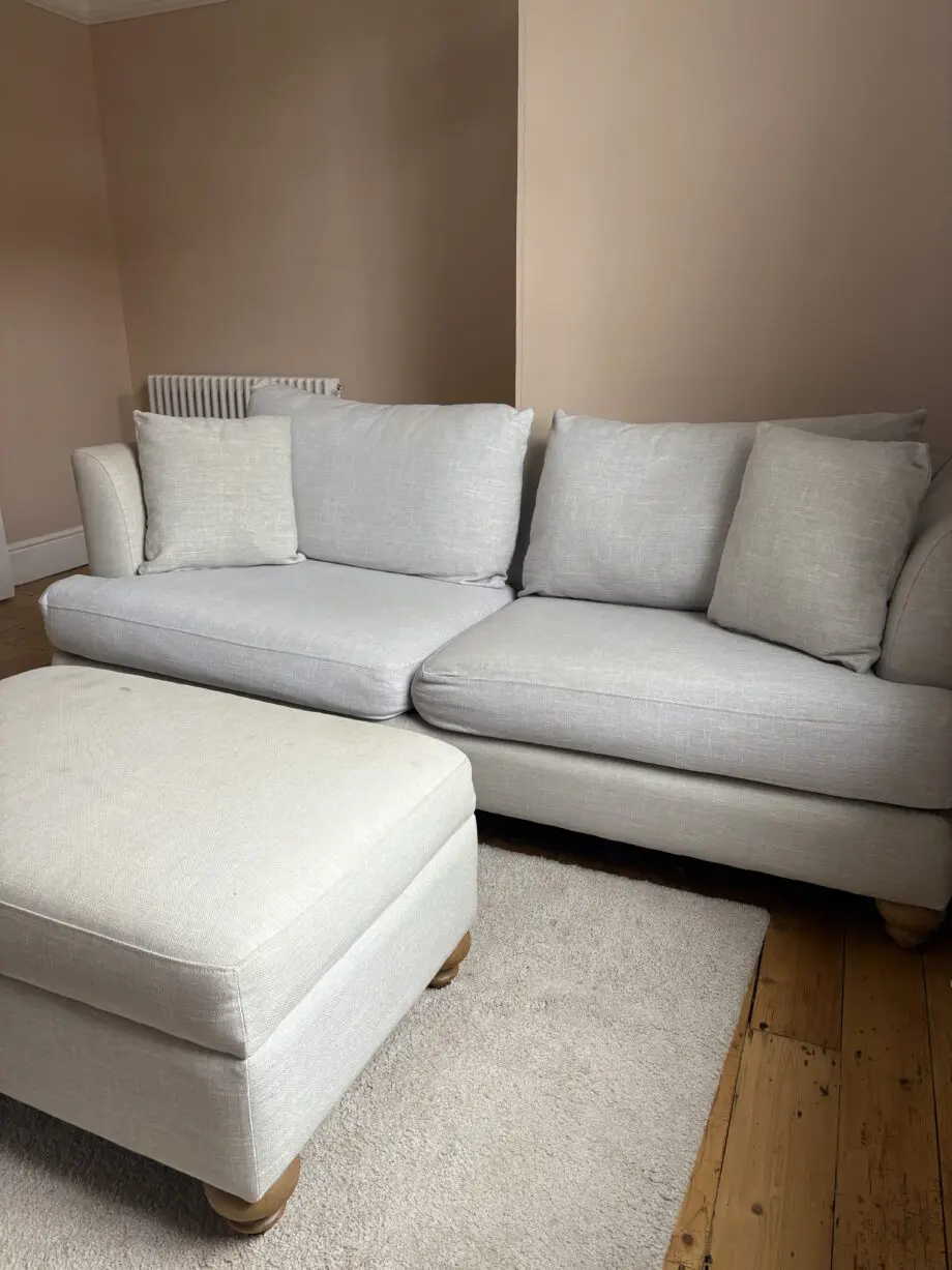 Made.com Grey 3 person sofa and footstool