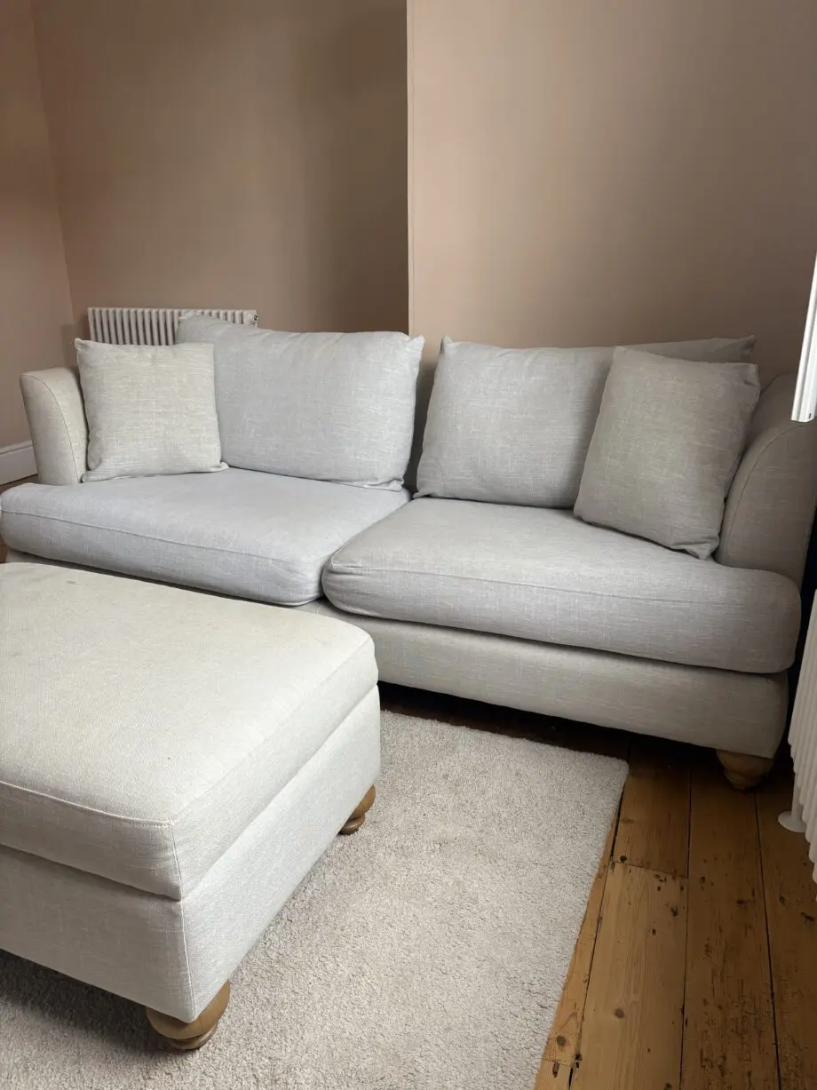 Made.com Grey 3 person sofa and footstool