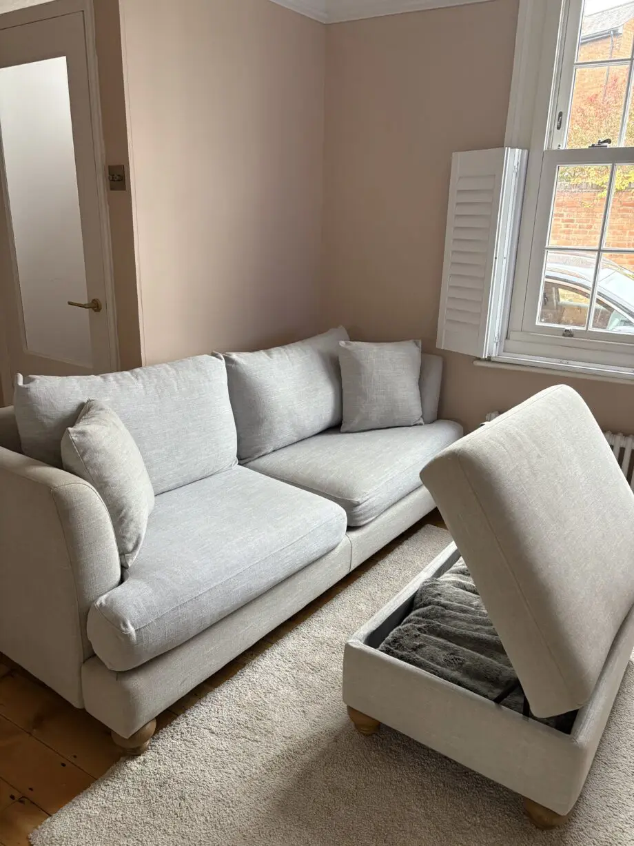 Made.com Grey 3 person sofa and footstool