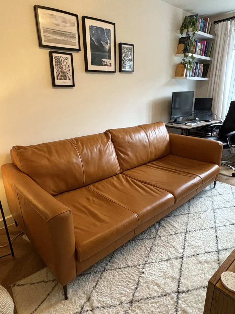 Real Leather Tan Sofa from Sofology