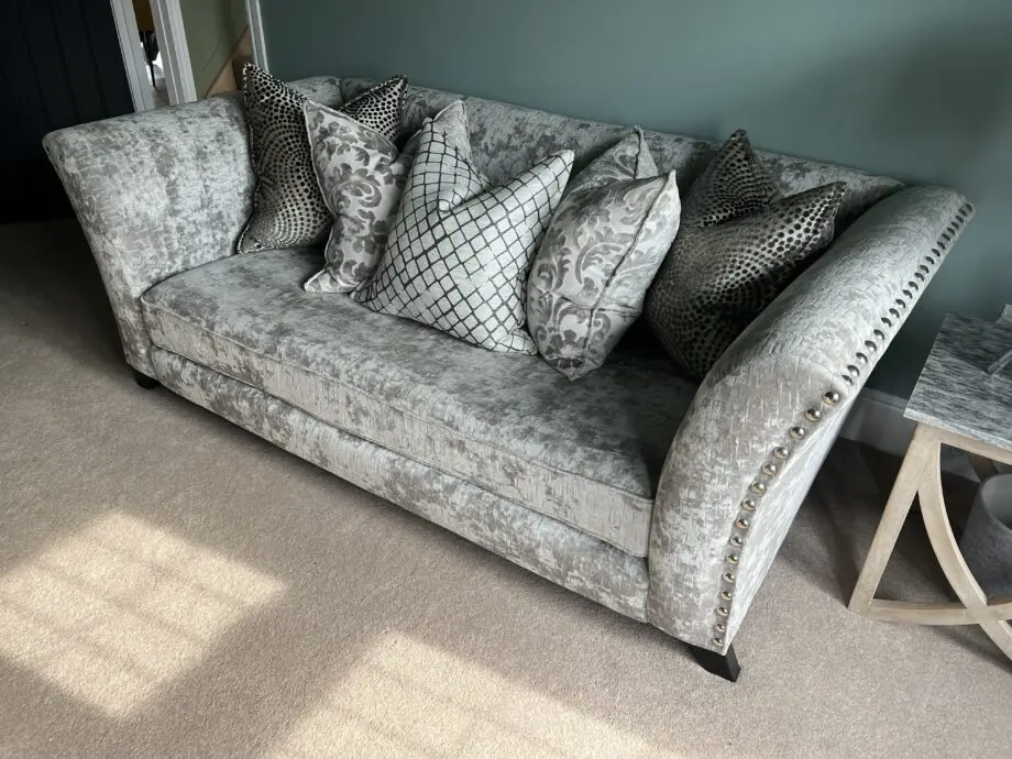 Sofology Fairmont 2x 3 Seater Sofas with Storage Footstool In Platinum