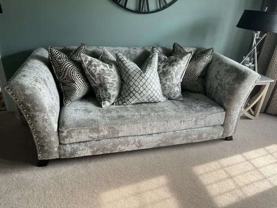 Sofology Fairmont 2x 3 Seater Sofas with Storage Footstool In Platinum