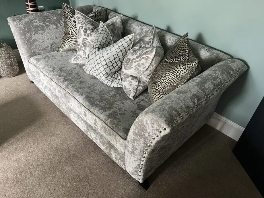 Sofology Fairmont 2x 3 Seater Sofas with Storage Footstool In Platinum