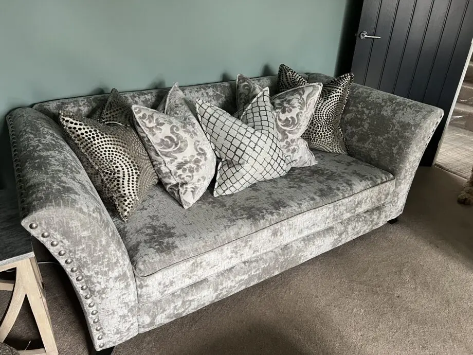 Sofology Fairmont 2x 3 Seater Sofas with Storage Footstool In Platinum