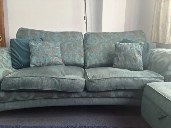 DFS Teal Blue Patten 3 Seater Sofa