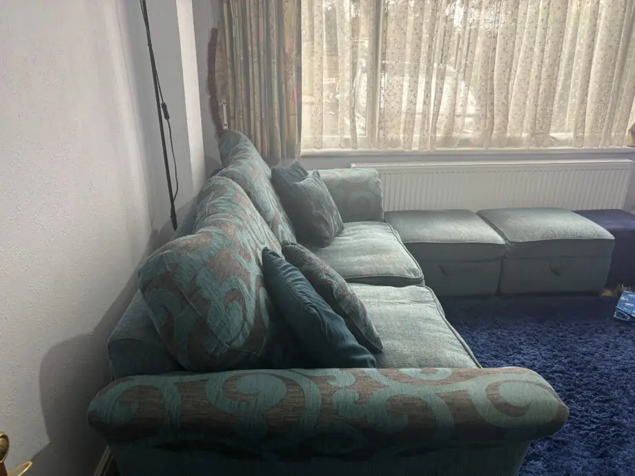 DFS Teal Blue Patten 3 Seater Sofa