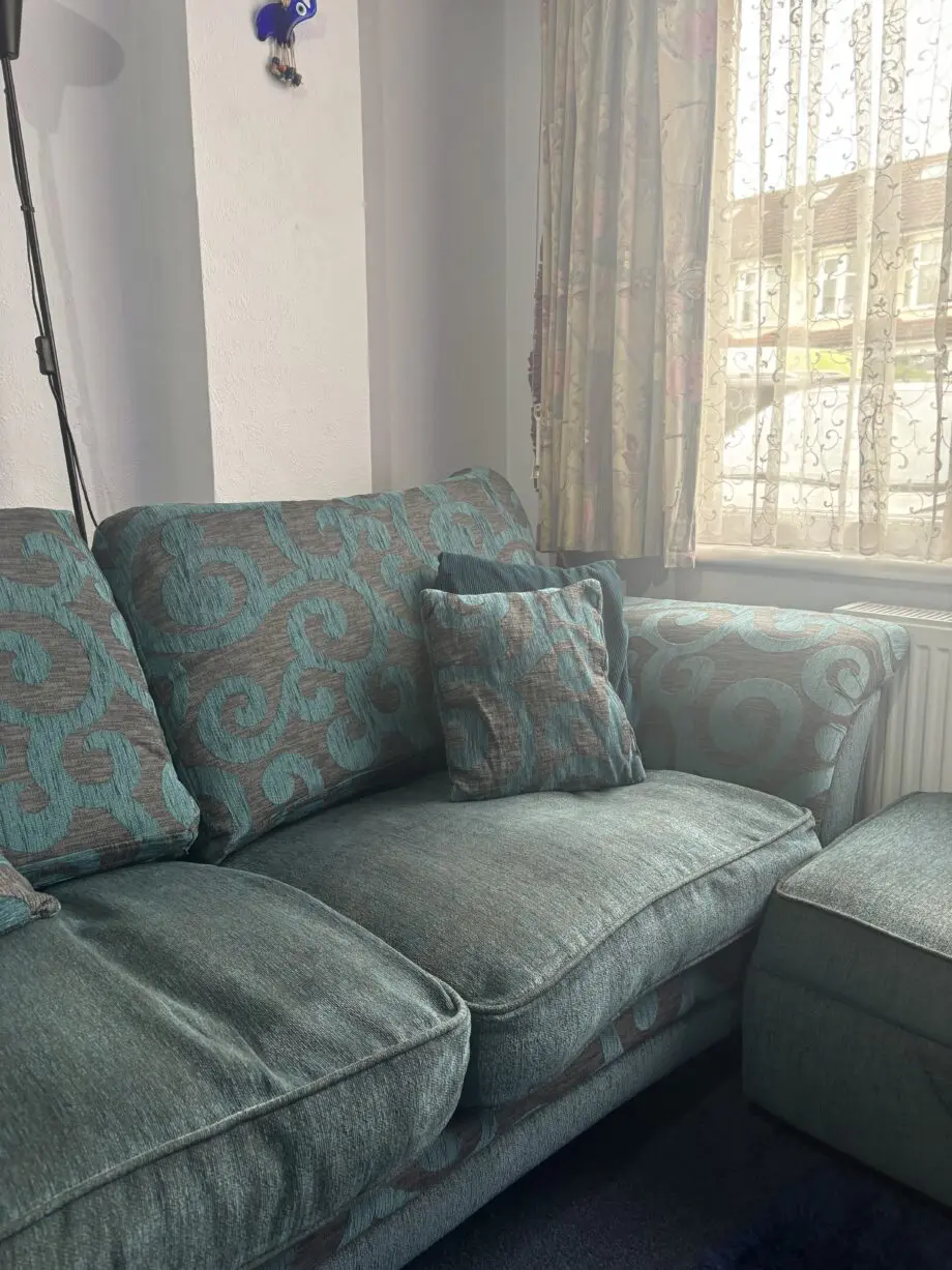 DFS Teal Blue Patten 3 Seater Sofa