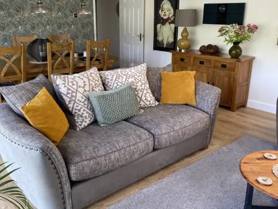 Brown and Beige tweed sofas