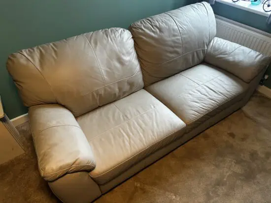 Milano 3 seater grey leather sofa