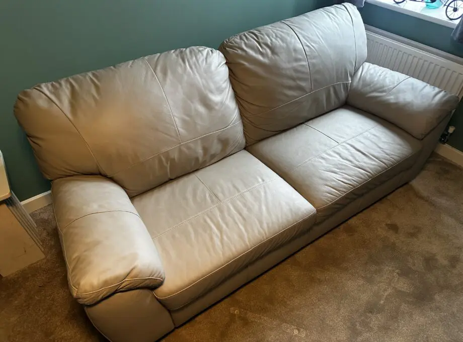 Milano 3 seater grey leather sofa
