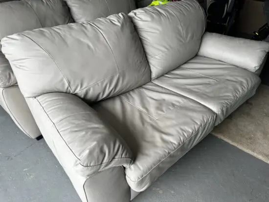 Milano grey leather 2 seater sofa bed