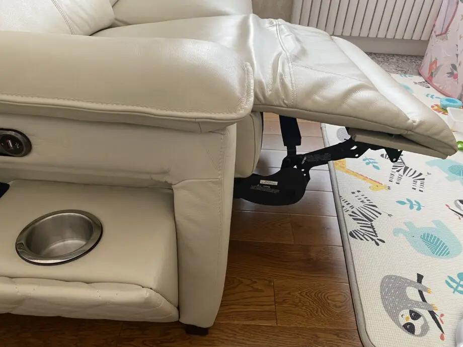 Sofology beige Benz 3 seater double recliner with double power headrest, Trusty sheen leather bone China