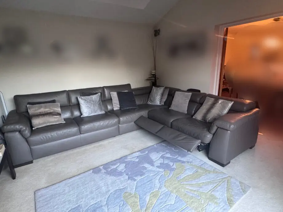 Grey leather Natuzzi Corner Sofa