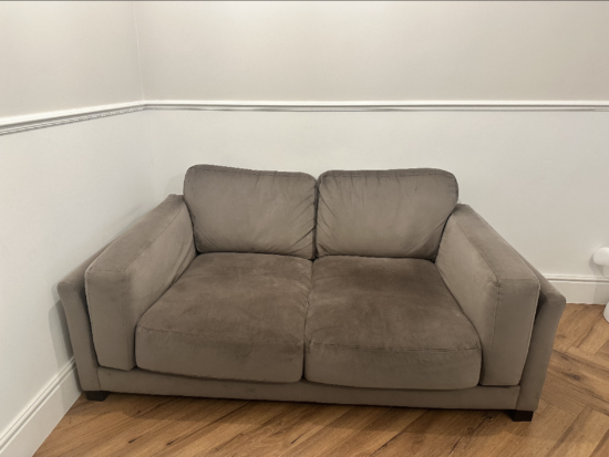 DFS Boden Sofa and Cuddle chair Mocha Sensual Velvet