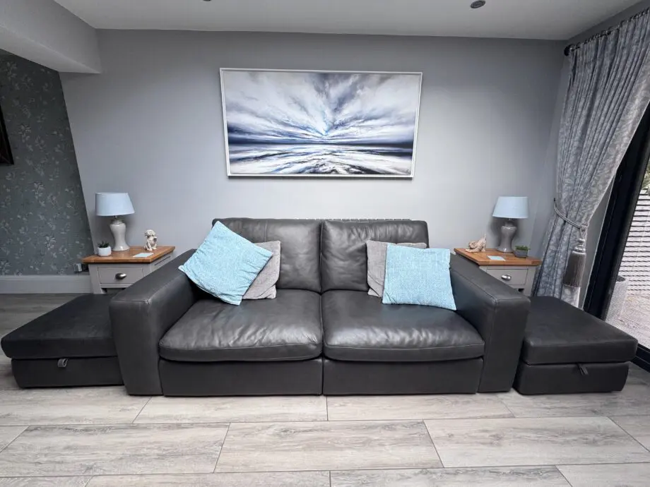Sofology charcoal retreat 3 seater sofa with 2 footstools