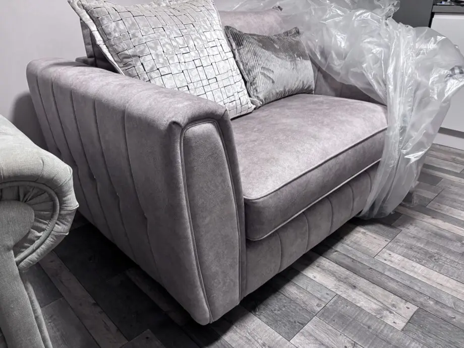 DFS Cherished formal back cuddler sofa in Oatmeal colour