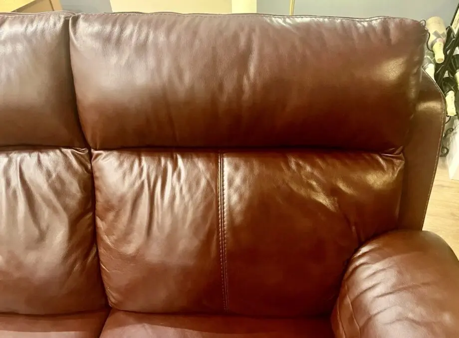 Two Seater Leather Sofa Burgundy / Brown