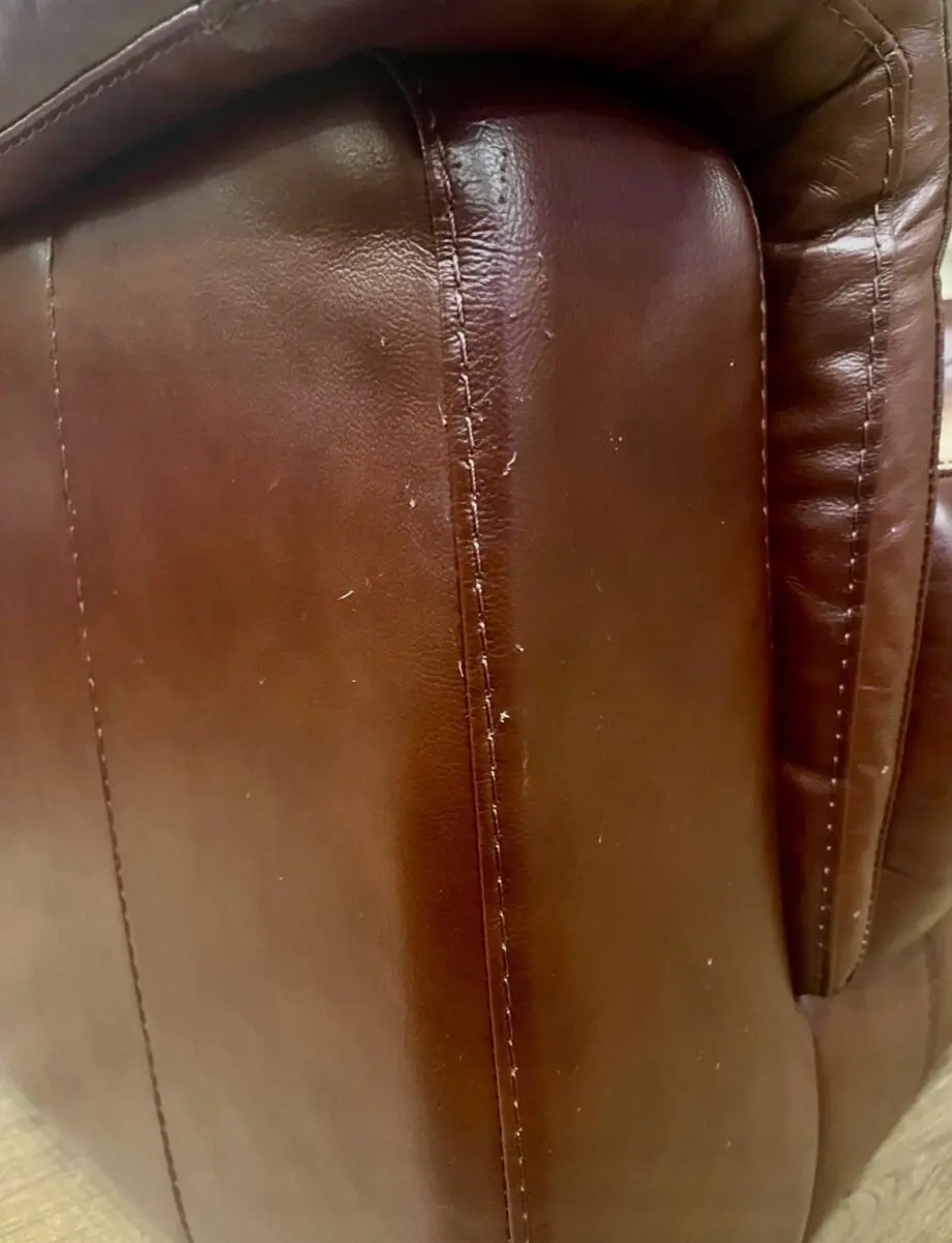 Two Seater Leather Sofa Burgundy / Brown