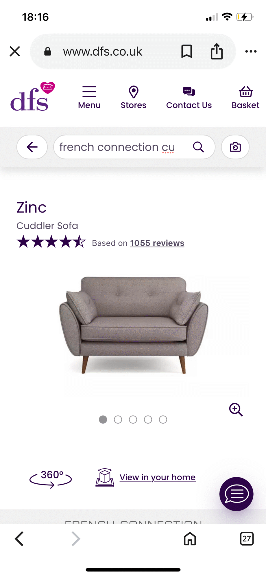 French Connection Cuddler Sofa