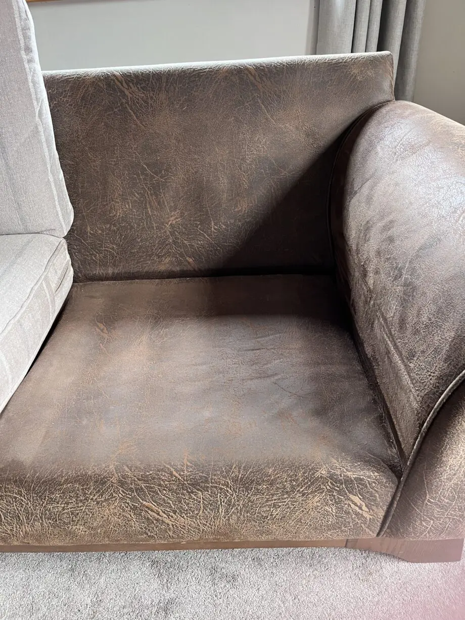 Marks and Spencers faux leather and fabric mix 3 seater sofas