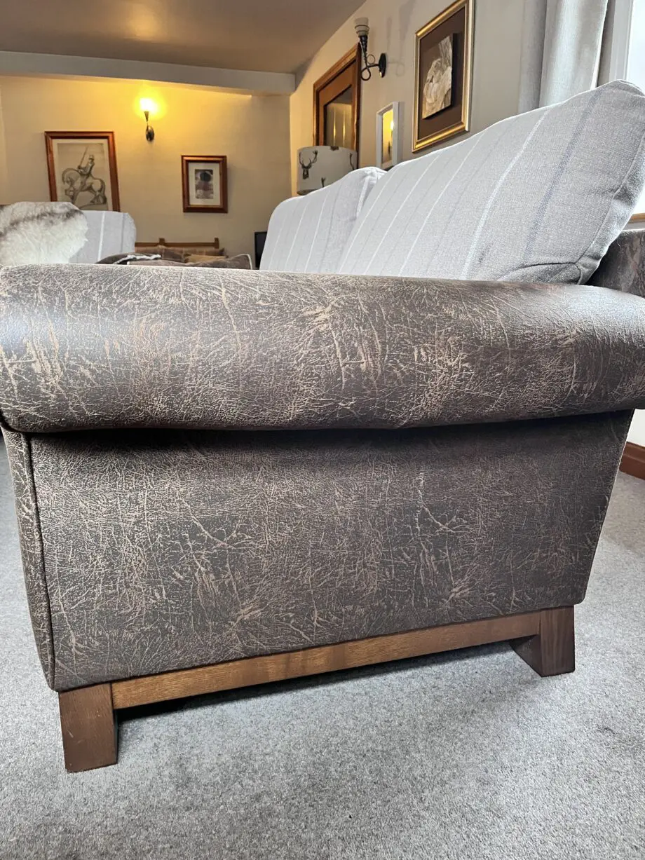 Marks and Spencers faux leather and fabric mix 3 seater sofas