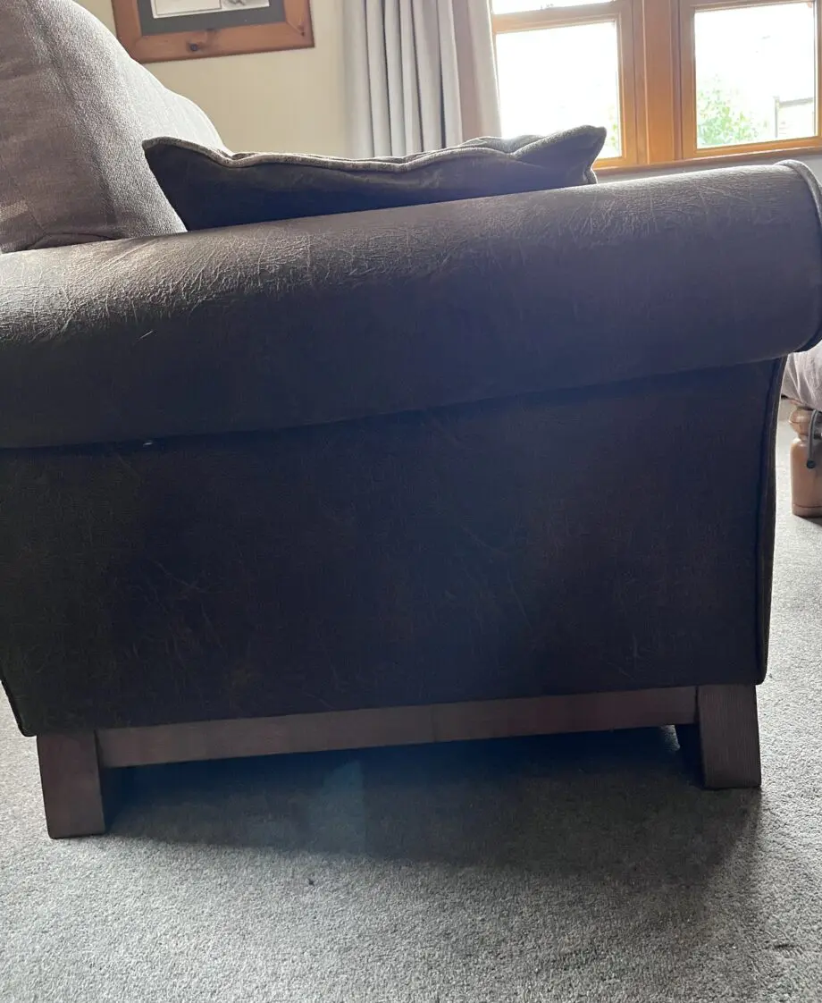 Marks and Spencers faux leather and fabric mix 3 seater sofas