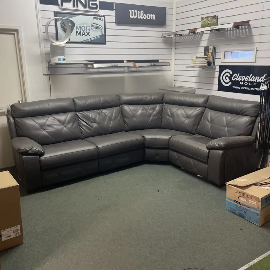 SCS Grey Leather Corner Sofa