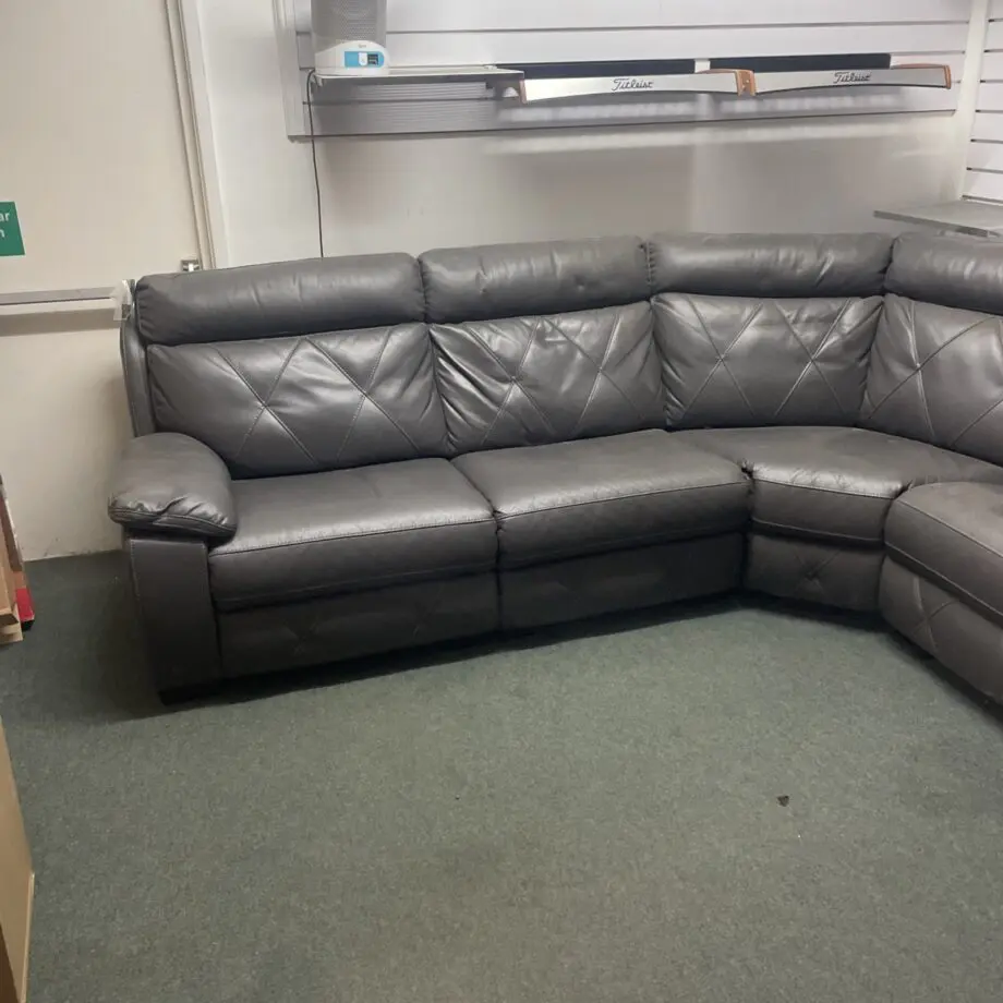 SCS Grey Leather Corner Sofa