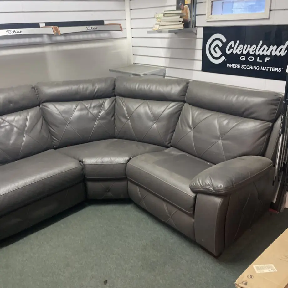SCS Grey Leather Corner Sofa