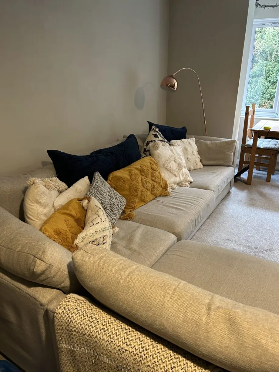 Large DFS Light Grey L-Shaped Corner Sofa