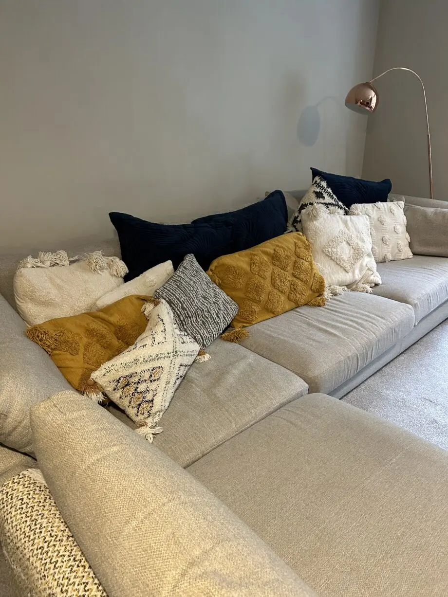 Large DFS Light Grey L-Shaped Corner Sofa