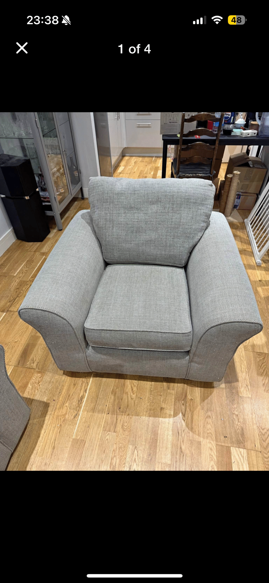 Beige Next sofa bed and armchair set