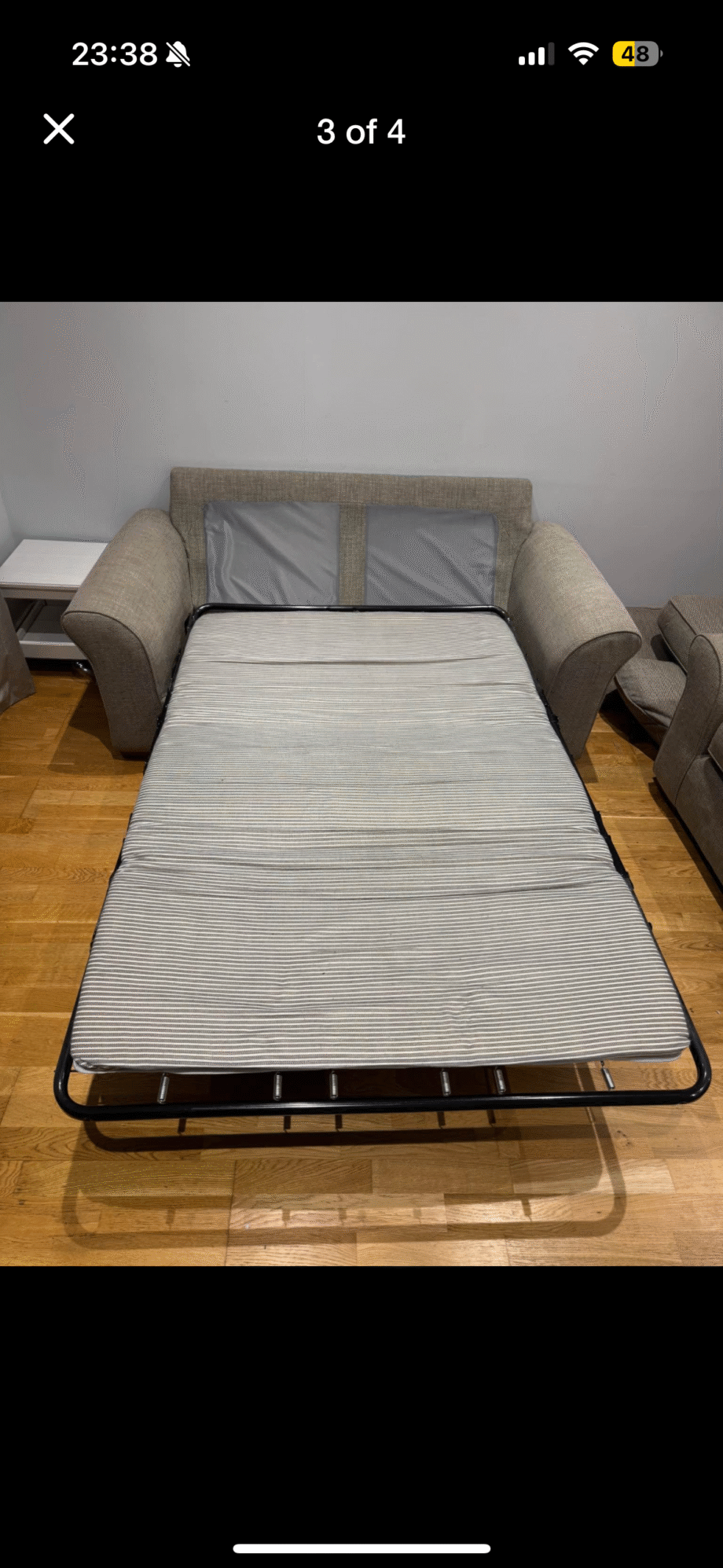 Beige Next sofa bed and armchair set