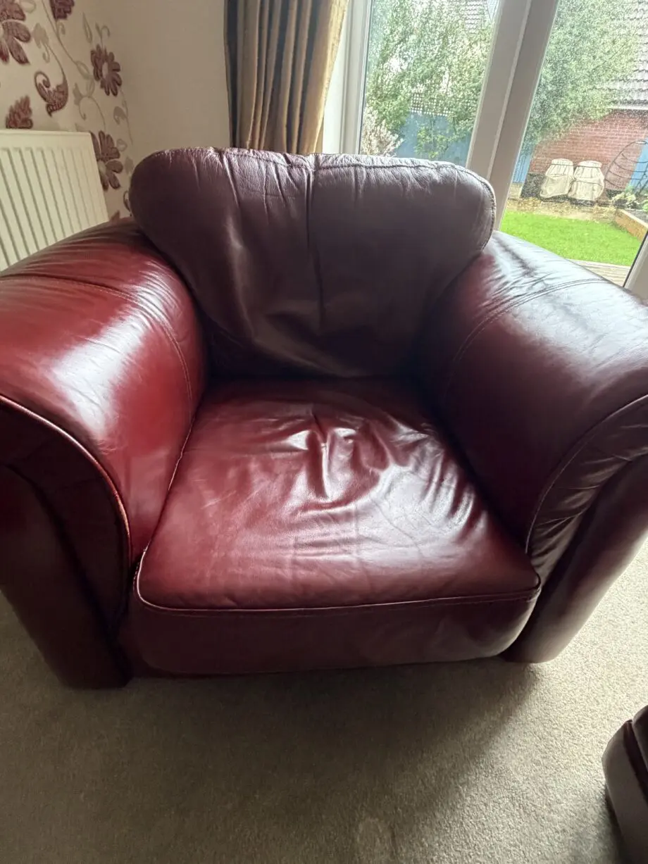 Leather Sofa Set – Deep Wine Red
