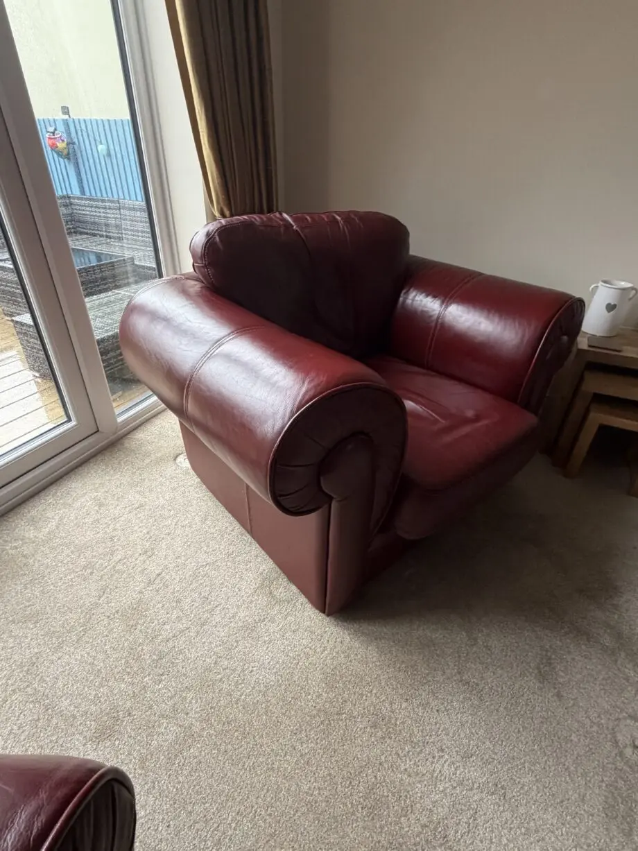 Leather Sofa Set – Deep Wine Red