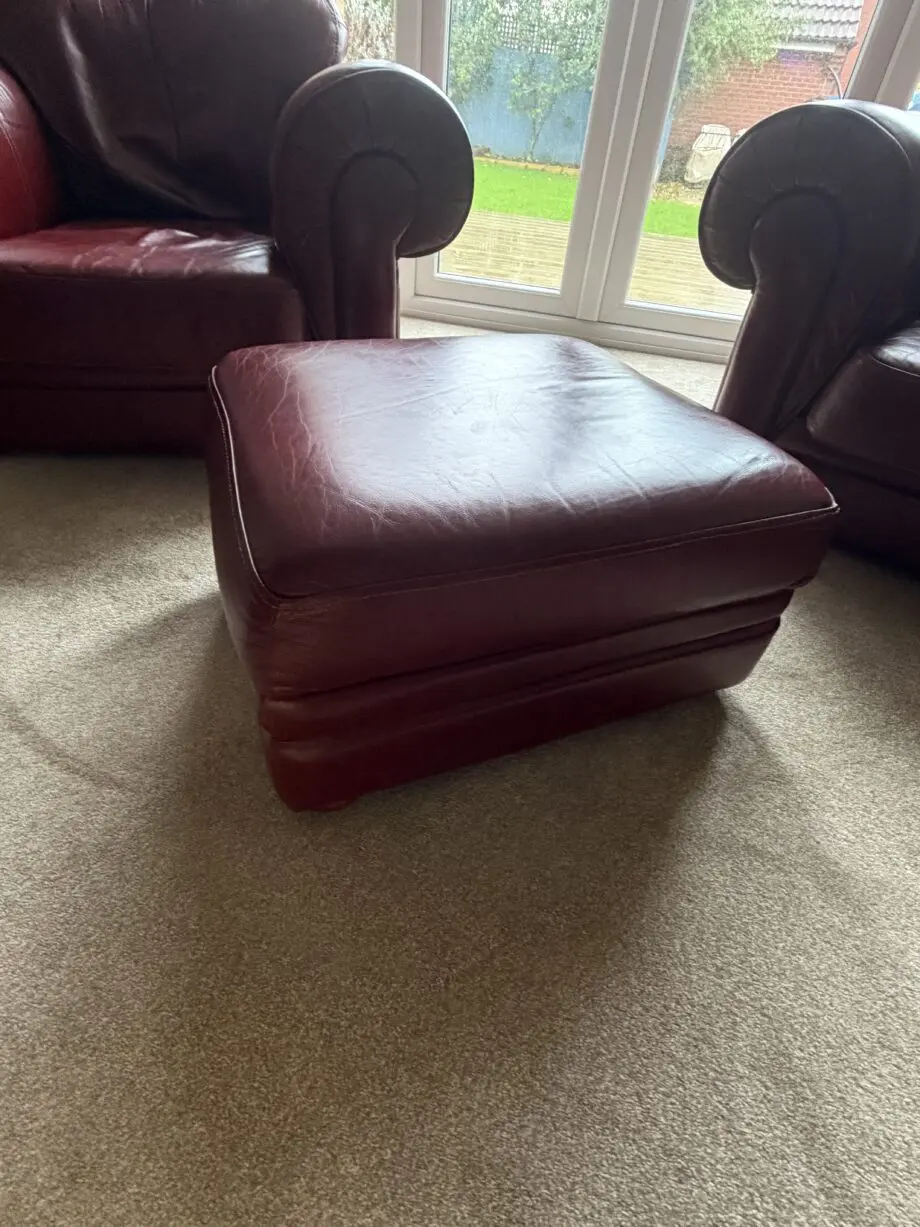 Leather Sofa Set – Deep Wine Red
