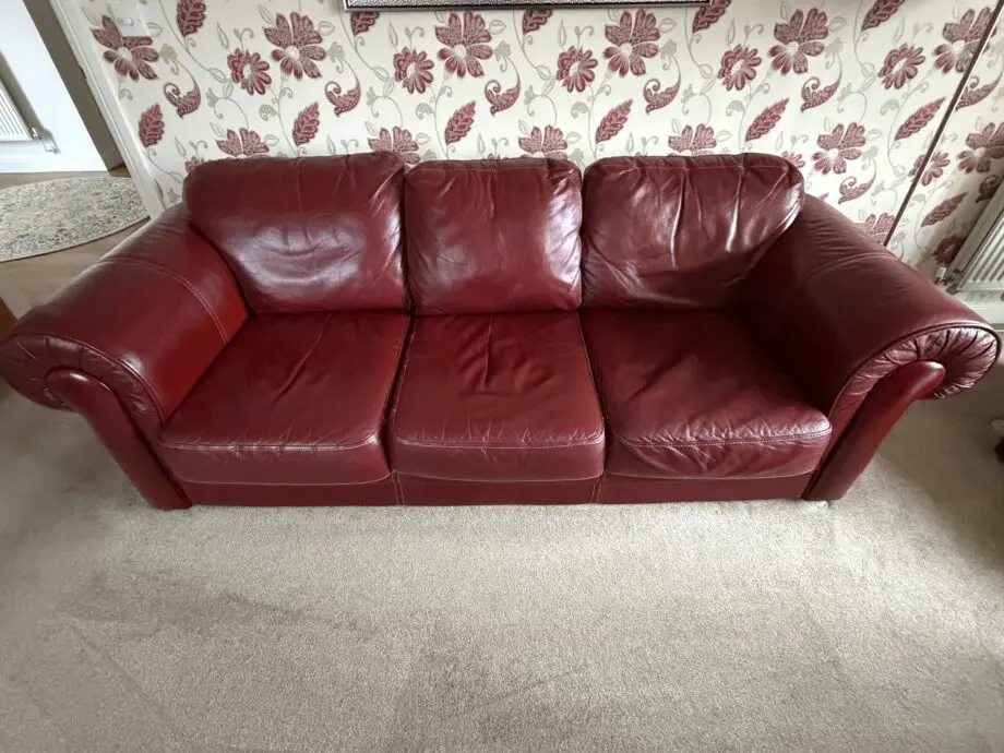 Leather Sofa Set – Deep Wine Red