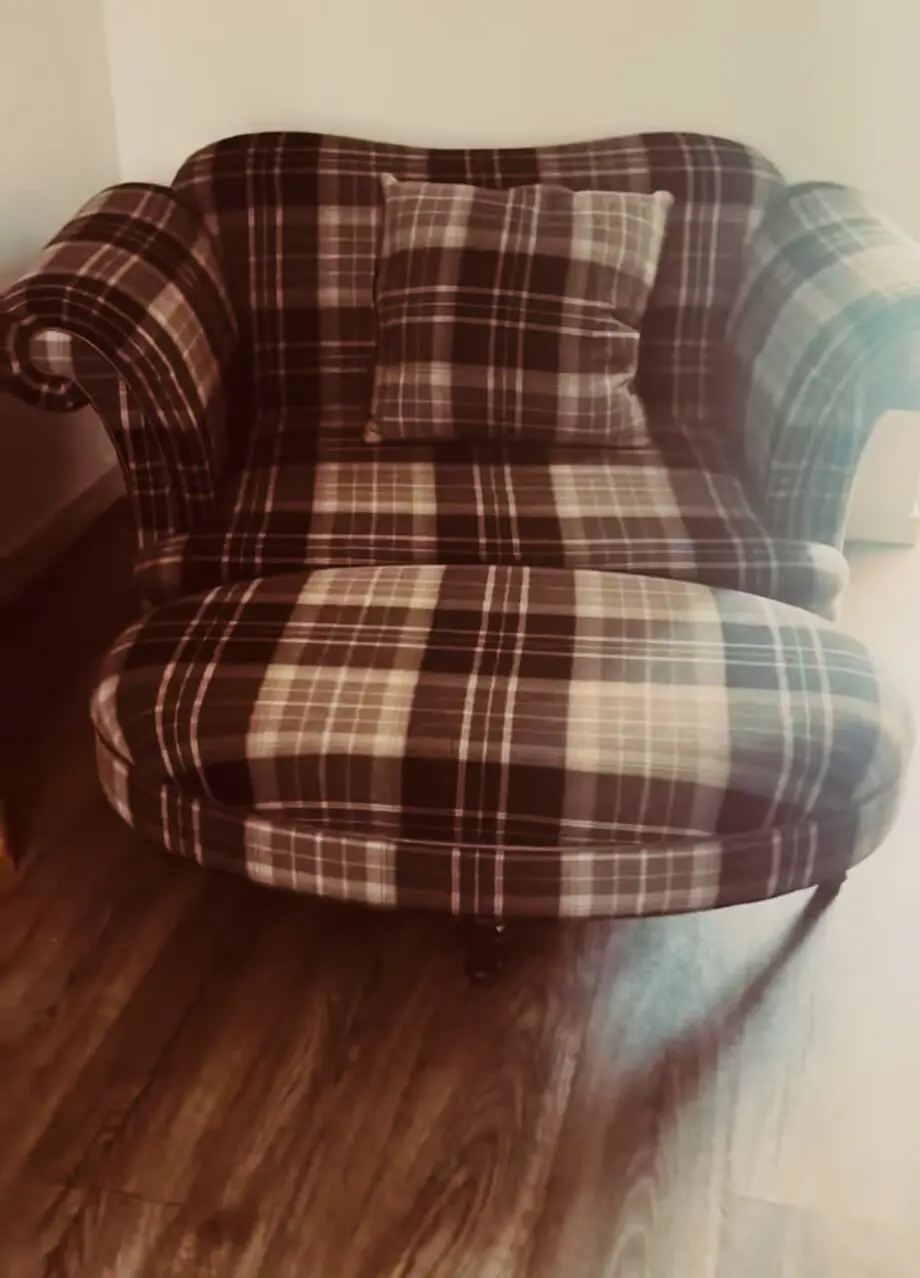 DFS sofa and matching stool .. Like new hardly