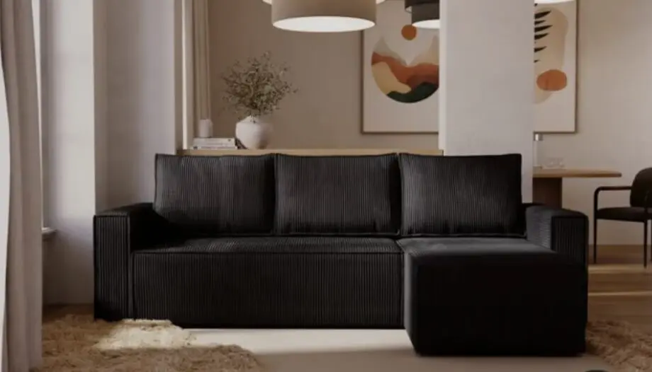 Black corner sofa bed