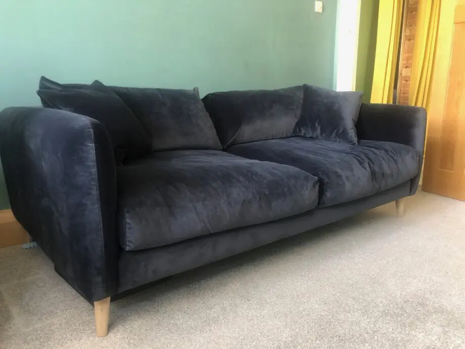 Loaf Squishmeister 3 seater in Liquorice Blue Velvet