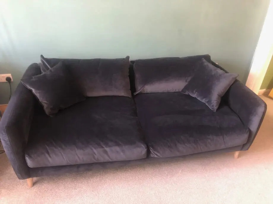 Loaf Squishmeister 3 seater in Liquorice Blue Velvet