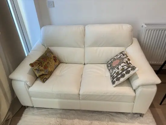 White Leather 2-seater sofa