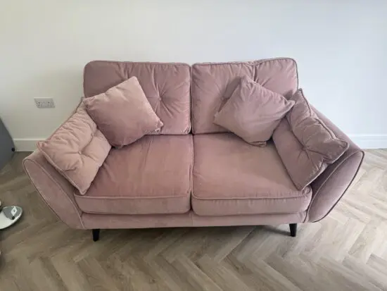 DFS French connection pink 2 seater sofa