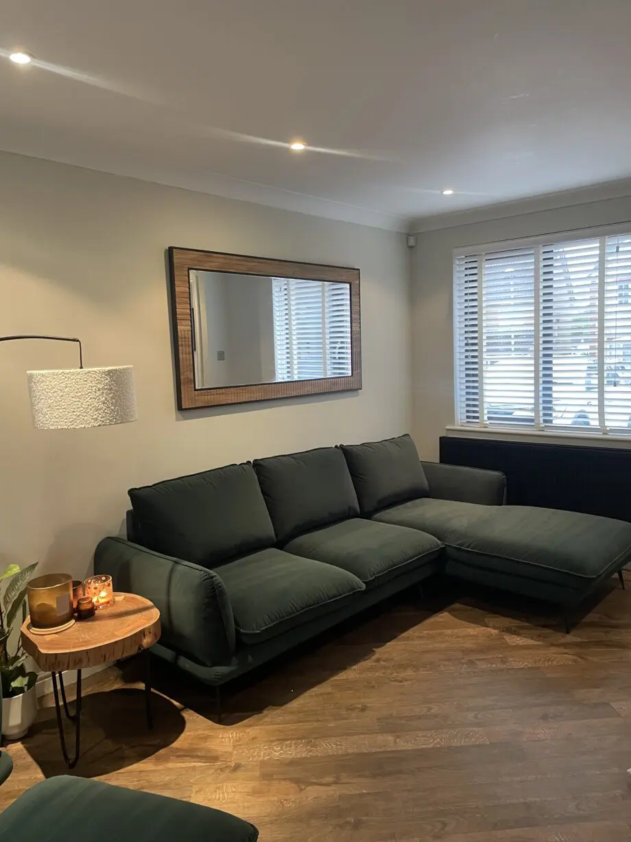 Deep Green Corner Chaise Couch