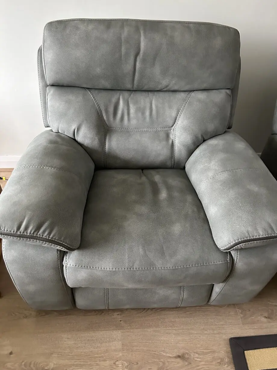 DFS Foster 3 seater fixed sofa, Frost (grey). And Electric Heated Recliner Chair.