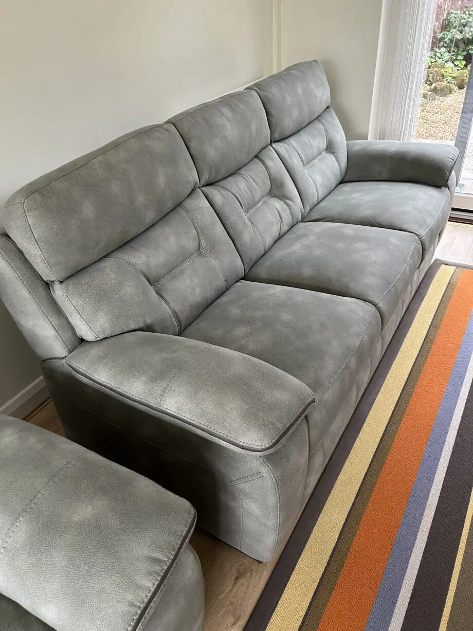 DFS Foster 3 seater fixed sofa, Frost (grey). And Electric Heated Recliner Chair.