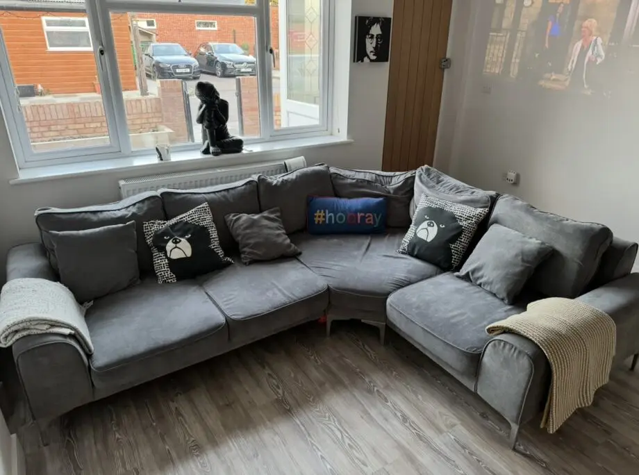 Made.com grey corner curve sofa