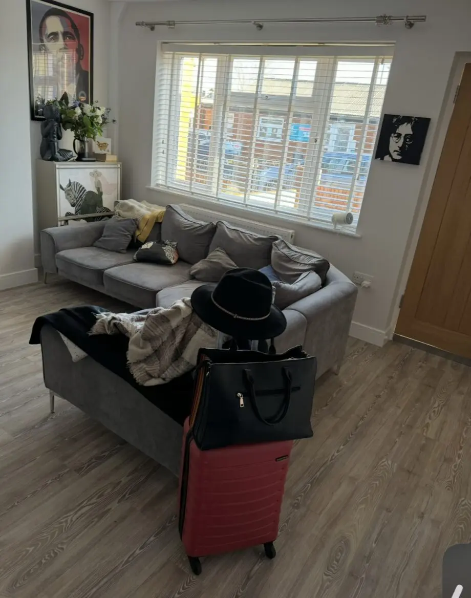 Made.com grey corner curve sofa